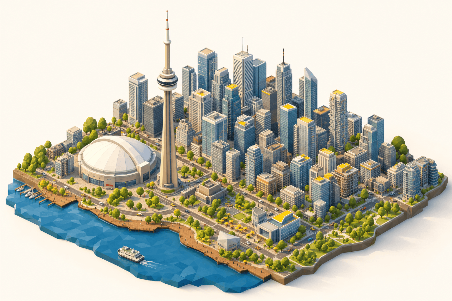 Isometric illustration of downtown Toronto
